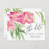 Tropenfarbenflora Save the Date Ankündigungspostkarte (Vorne/Hinten)