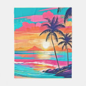 Tropenfarbenglanz - Sonnenuntergang Fleecedecke (Vorderseite)