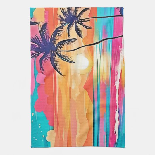 Tropenfarbenglanz - Sonnenuntergang Geschirrtuch (Vertikal)