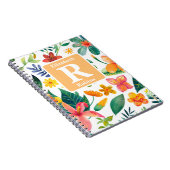 Tropenfarbige Blume personalisierte Monogramm Notizblock (Rechte Seite)