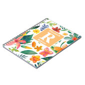 Tropenfarbige Blume personalisierte Monogramm Notizblock (Linke Seite)