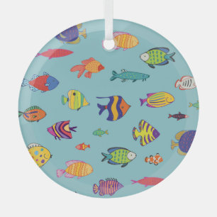 Tropenfische, Vintage Linienmuster Ornament Aus Glas
