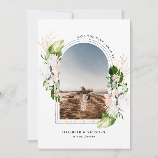 Tropenfloral | Boho Save the Date (Vorderseite)
