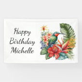Tropenfloral Hummingbird Geburtsname Banner (Horizontal)