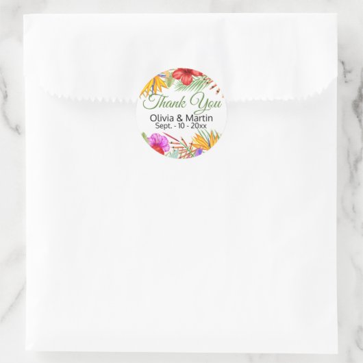 Tropenfloral Runder Aufkleber (Tasche)