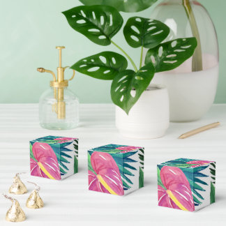 Tropenflorale Aquarellfarben Druckfavorisierungsbo Geschenkschachtel