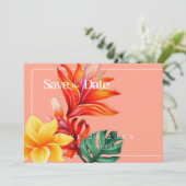 Tropenflorale Save the Date (Stehend Vorderseite)