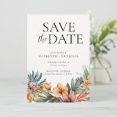 Tropenflorale Save the Date Einladung (Stehend Vorderseite)