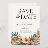 Tropenflorale Save the Date Einladung (Vorne/Hinten)