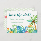 Tropenflorale Save the Date Postkarte (Vorne/Hinten)