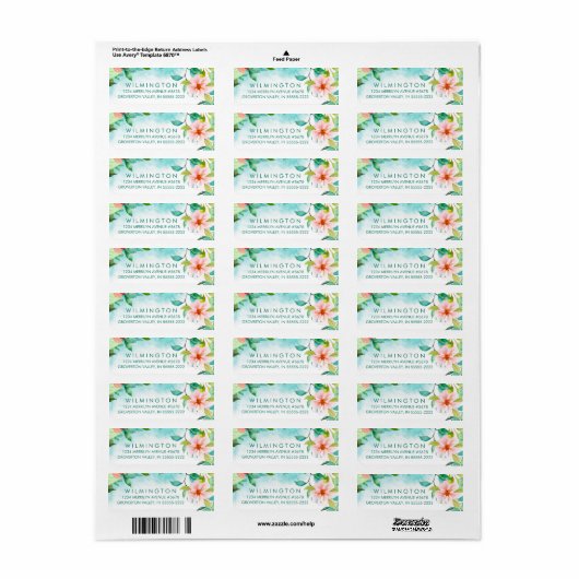 Tropenflorenblättern Türkis Aquamarin (Vorne)