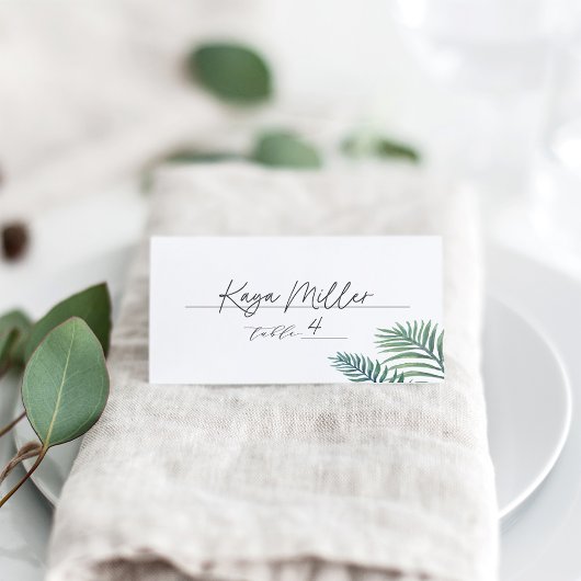 Tropenfolien | Elegante botanische Hochzeit Platzkarte