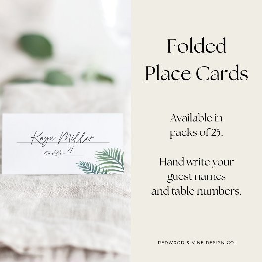 Tropenfolien | Elegante botanische Hochzeit Platzkarte