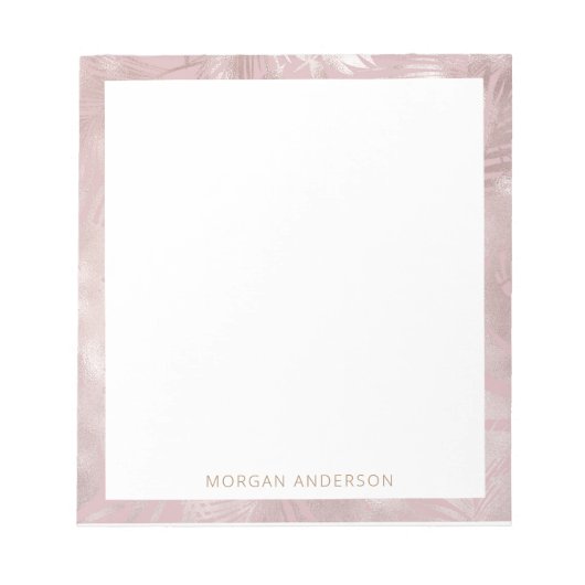 Tropenfolien Rose Gold Imitate Folie Monogramm Notizblock (Vorderseite)