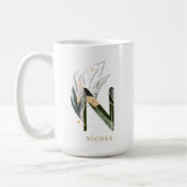 Tropenfolienmonogramm-Buchstaben "N" Personalisier Kaffeetasse (Links)