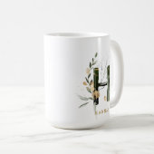 Tropenfolienmonogramm-Letter "H" Personalisiert Kaffeetasse (VorderseiteRechts)