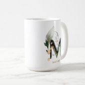 Tropenfolienmonogramm-Letter "M" Personalisiert Kaffeetasse (VorderseiteRechts)