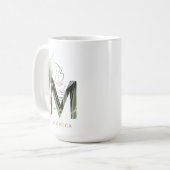 Tropenfolienmonogramm-Letter "M" Personalisiert Kaffeetasse (Vorderseite Links)