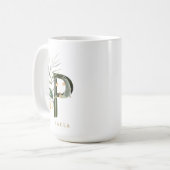 Tropenfolienmonogramm-Letter "P" Personalisiert Kaffeetasse (Vorderseite Links)