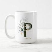 Tropenfolienmonogramm-Letter "P" Personalisiert Kaffeetasse (Links)