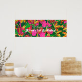 Tropengarten Blumenbanner zum Geburtstag Poster (Küche)