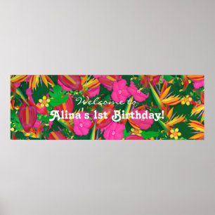 Tropengarten Blumenbanner zum Geburtstag Poster