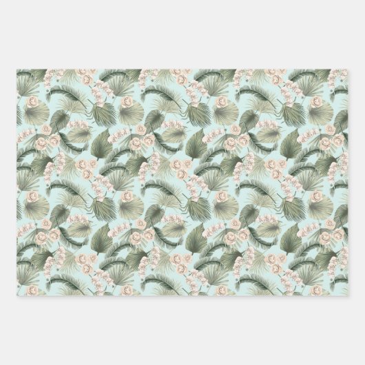 Tropengarten Blumenorchid & Palmmuster Geschenkpapier Set (Vorderseite)