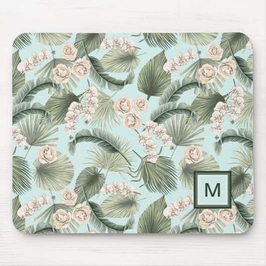 Tropengarten Blumenorchid & Palmmuster Mousepad (Vorne)