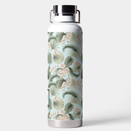 Tropengarten Blumenorchid & Palmmuster Trinkflasche (Rückseite)