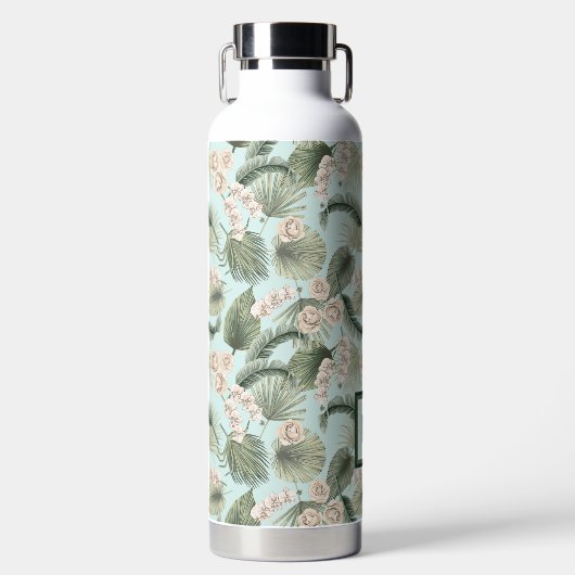 Tropengarten Blumenorchid & Palmmuster Trinkflasche (Vorderseite)