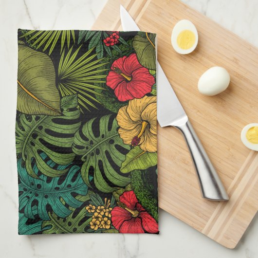 Tropengarten Geschirrtuch (Viertel Falte)