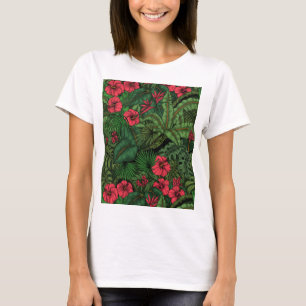 Tropengarten in Blau und Rot T-Shirt