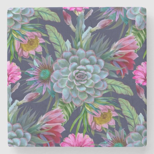 Tropengarten mit Sukkulenten Steinuntersetzer (Vorderseite)