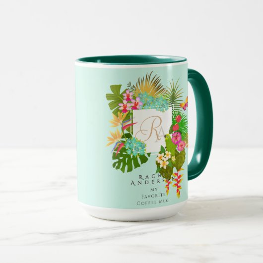 Tropengarten Monogram Green Tasse (VorderseiteRechts)