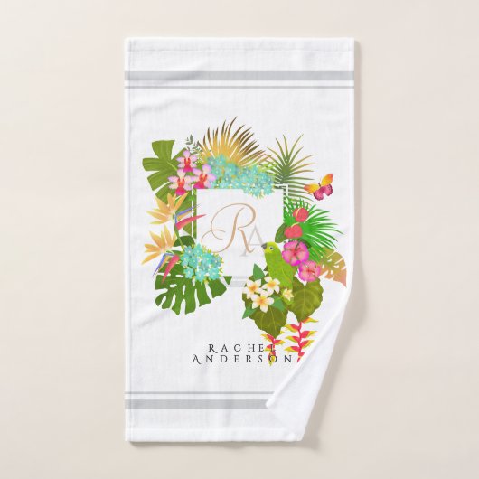 Tropengarten Monogram White Badhandtuch Set (Handtuch)