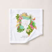 Tropengarten Monogram White Badhandtuch Set (Waschlappen)