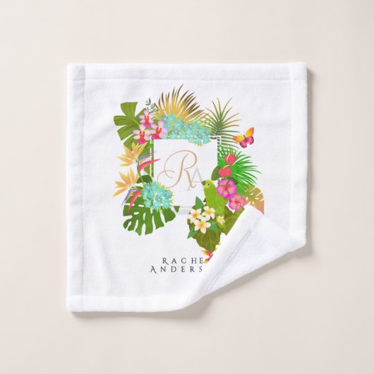 Tropengarten Monogram White Badhandtuch Set (Waschlappen)