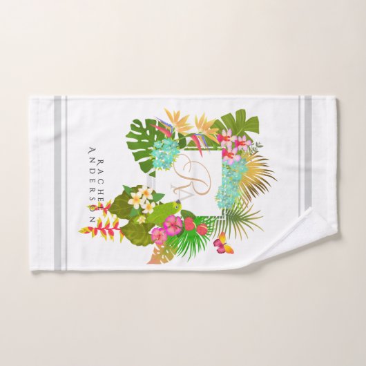 Tropengarten Monogram White Badhandtuch Set (Handtuch)