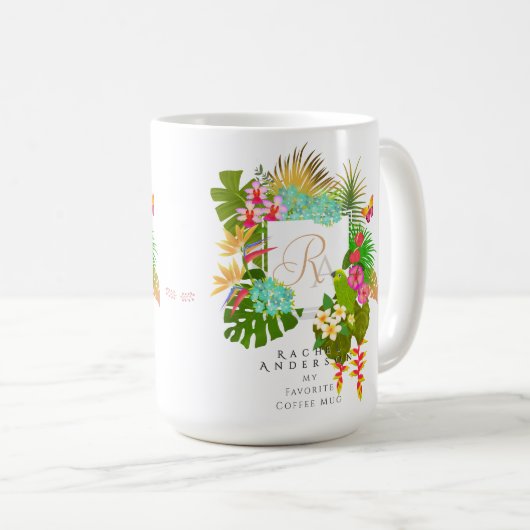 Tropengarten Monogram White Kaffeetasse (VorderseiteRechts)
