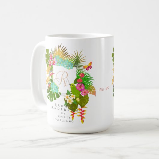 Tropengarten Monogram White Kaffeetasse (Vorderseite Links)
