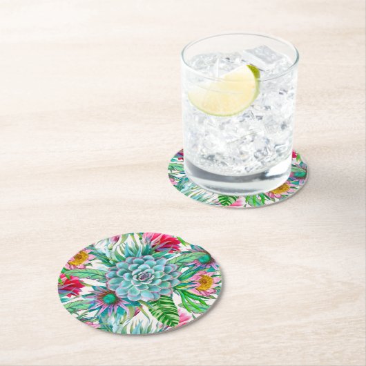 Tropengarten Runder Pappuntersetzer (Vor Ort)