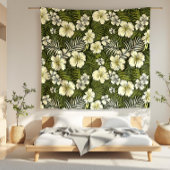 Tropengelb und grüne Blumen Fleecedecke