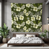 Tropengelb und grüne Blumen Fleecedecke