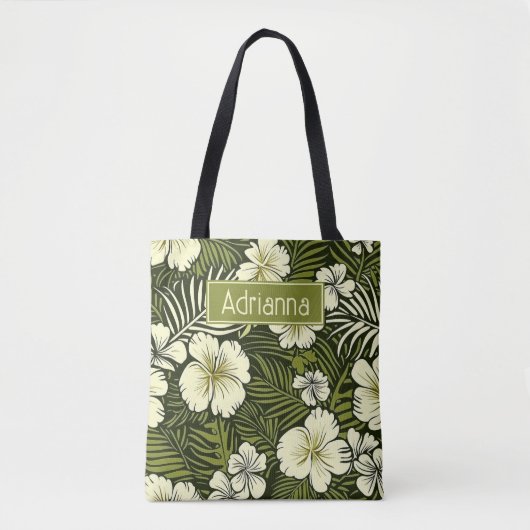 Tropengelb und grüne Blumen Tasche (Vorderseite)