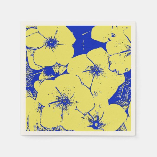 Tropengelbe blaue Blume Serviette (Vorderseite)