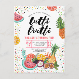 Tropengelbe mehrfarbige Tutti Frutti-Früchte Einladungspostkarte