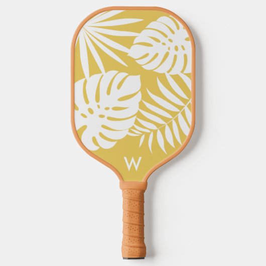 Tropengelbe Monogramm Pickleball Schläger (Vorderseite)