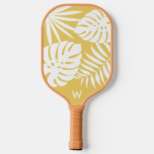Tropengelbe Monogramm Pickleball Schläger (Rückseite)