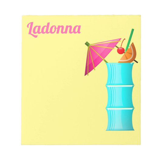 Tropengetränk Sommer Hawaii blau gelb pink Notizblock (Vorderseite)