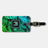 Tropengrün aquamarine Palmblätter Moderne schick M Gepäckanhänger (Vorderseite horizontal)